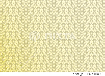 キラキラ輝く繊細な淡金色の模様に青海波柄を重ねた背景画像8 132440898