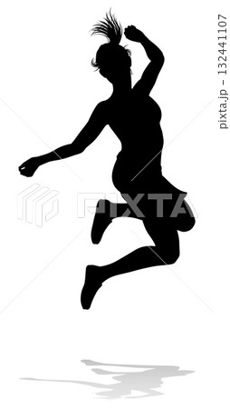 Happy Woman Jumping For Joy Silhouette Person 132441107