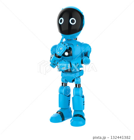 Cute and small artificial intelligence personal assistant robot think or compute isolated Cute and small artificial intelligence personal assistant robot think or compute isolated 132441382