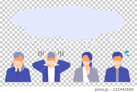 Flat design illustration of a business person who is worried and afraid because of something. Flat design illustration of a business person who is worried and afraid because of something. 132442680