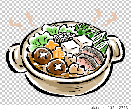 Yosenabe - Hand-drawn brush stroke illustration Yosenabe - Hand-drawn brush stroke illustration 132442758