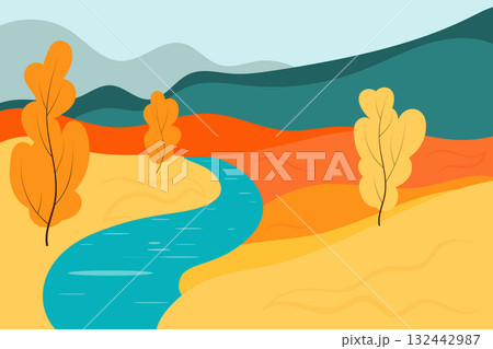 vivid autumn landscape 132442987