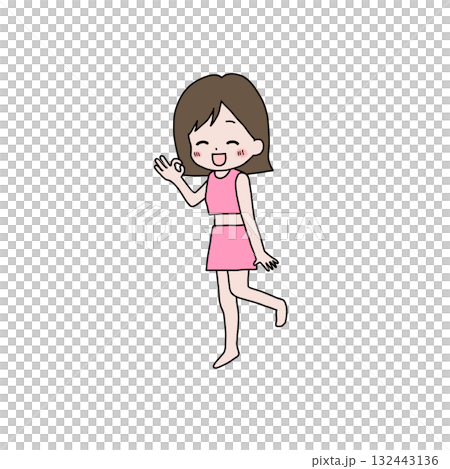 ダイエット成功した笑顔のスリムな若い女性 132443136