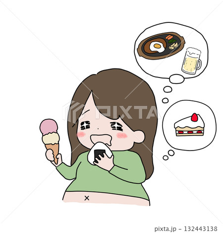 ダイエットしたいけど食べたい女性 132443138