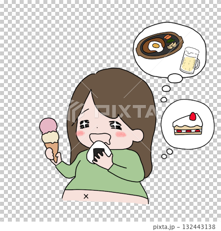 ダイエットしたいけど食べたい女性 132443138