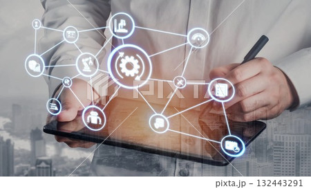 Predictive maintenance icons for industrial automation and smart factory Funnel Predictive maintenance icons for industrial automation and smart factory Funnel 132443291