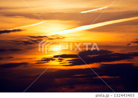 Ibiza sunset from Cala Conta Comte orange sky Ibiza sunset from Cala Conta Comte orange sky 132443403