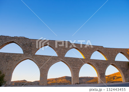 Morella aqueduct in Castellon Maestrazgo at Spain Morella aqueduct in Castellon Maestrazgo at Spain 132443455