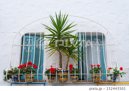 Mediterranean balconade typical from Spain in Peniscola Mediterranean balconade typical from Spain in Peniscola 132443501