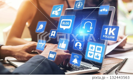 Blogging and content creation in digital communication Spire 132443563