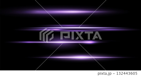 Purple lens flares set. Isolated on black background. Sun flash with rays or spotlight. Violet glow flare light effect. Vector illustration Purple lens flares set. Isolated on black background. Sun flash with rays or spotlight. Violet glow flare light effect. Vector illustration 132443605