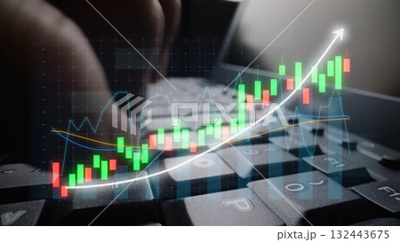 Financial Growth Visualization on Computer Keyboard with Vibrant Charts and Graphs Depicting Market Trends and Analytics in a Digital Environment Copula Financial Growth Visualization on Computer Keyboard with Vibrant Charts and Graphs Depicting Market Trends and Analytics in a Digital Environment Copula 132443675