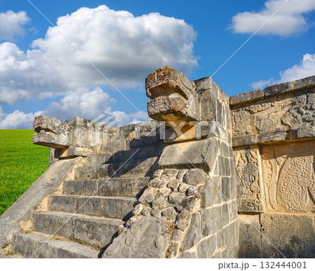 Chichen Itza snake head Yucatan Mexico 132444001