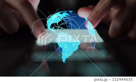 Global network connection visualization showing data exchange Thunk Global network connection visualization showing data exchange Thunk 132444035