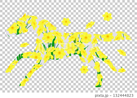 走る馬と黄水仙のイラスト 走る馬と黄水仙のイラスト 132444823
