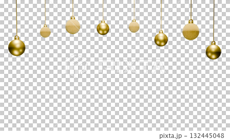 ホリデーの金色オーナメント 透過素材 ホリデーの金色オーナメント 透過素材 132445048