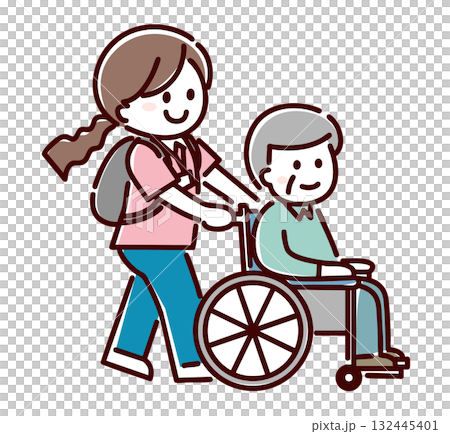 Simple drawing: A woman in a wheelchair 132445401