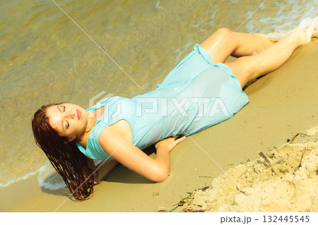 Vacation. Girl in water having fun on the sea. Vacation. Girl in water having fun on the sea. 132445545