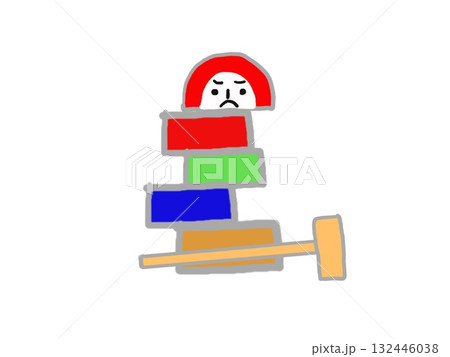 達磨落としのおもちゃのイラスト 132446038