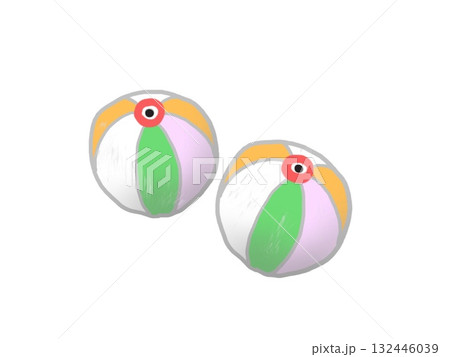 カラフルな模様の紙風船が並ぶイラスト 132446039