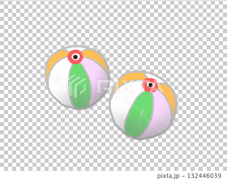 カラフルな模様の紙風船が並ぶイラスト 132446039
