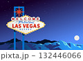 Welcome to Las Vegas sign. Nevada landscape at night, USA 132446066