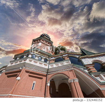 Temple of Basil the Blessed, Red Square, Moscow, Russia. Against the sunset 132446152