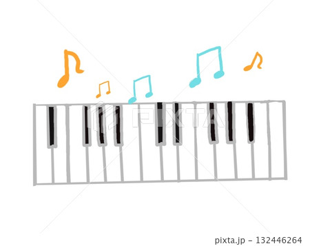 鍵盤とカラフルな音符のイラスト 鍵盤とカラフルな音符のイラスト 132446264