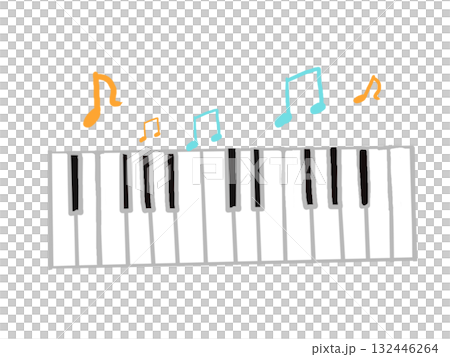 鍵盤和彩色音符的插圖 鍵盤和彩色音符的插圖 132446264