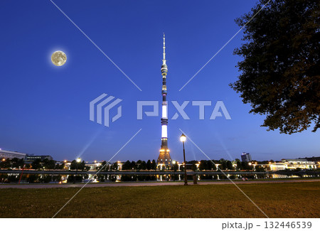 Television (Ostankino) tower at night (with the super moon), Moscow, Russia 132446539