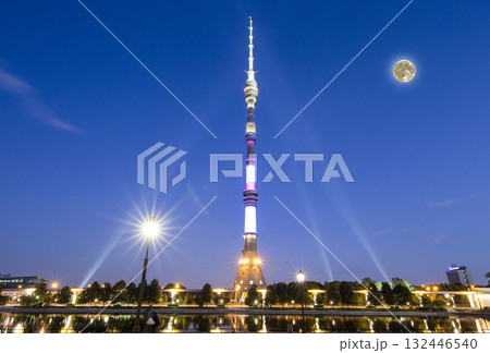 Television (Ostankino) tower at night (with the super moon), Moscow, Russia Television (Ostankino) tower at night (with the super moon), Moscow, Russia 132446540
