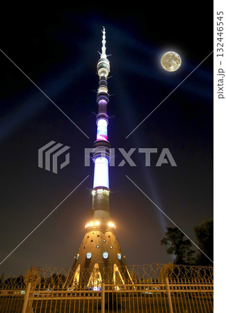 Television (Ostankino) tower at night (with the super moon), Moscow, Russia Television (Ostankino) tower at night (with the super moon), Moscow, Russia 132446545