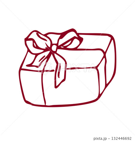 Outline sketch with Christmas gift Outline sketch with Christmas gift 132446692