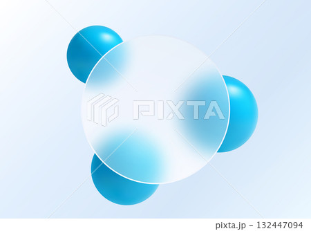 Round panel made of frosted glass with glossy blue spheres. Round panel made of frosted glass with glossy blue spheres. 132447094