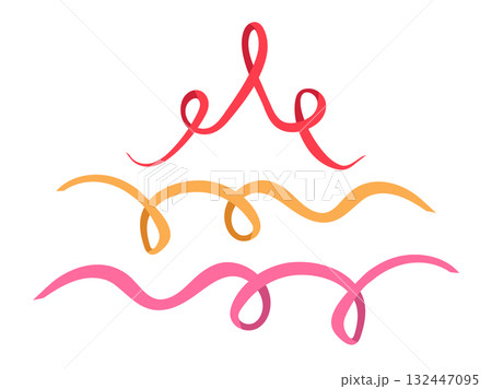 Festive ribbons vector illustration set. Colorful festive serpentine ribbons isolated on white background. Decorative swirls for holiday design, gift wrapping, party decor in flat minimalist style Festive ribbons vector illustration set. Colorful festive serpentine ribbons isolated on white background. Decorative swirls for holiday design, gift wrapping, party decor in flat minimalist style 132447095