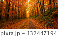 秋の紅葉の風景　AI生成画像 132447194