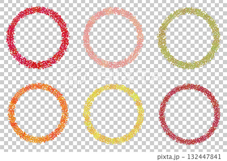 Fruit-colored circular pointillism frame, transparent center, PNG, transparent background, graphic material set 132447841