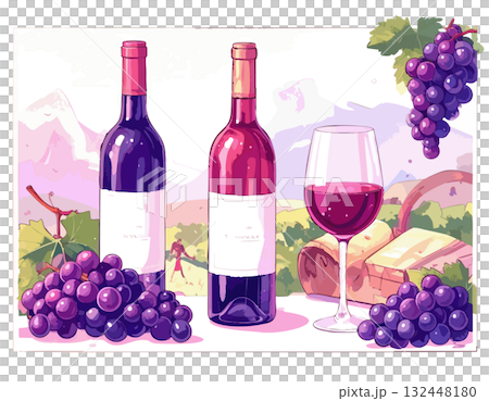 時尚酒插畫 132448180