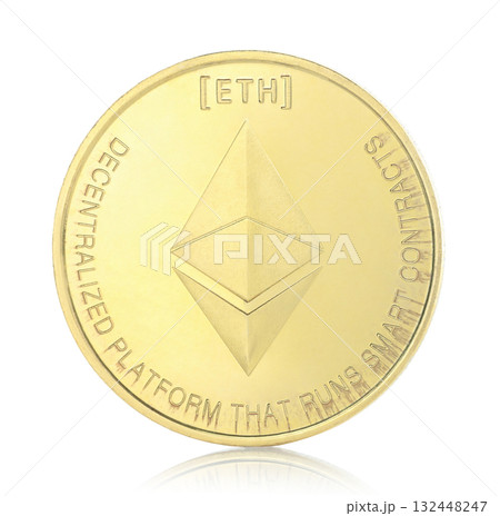 Ethereum - ETH cryptocurrency coin isolated on a transparent background 132448247