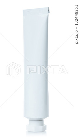 Blank white cosmetic cream tube, isolated on a transparent background Blank white cosmetic cream tube, isolated on a transparent background 132448251