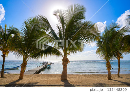 Mahahual Caribbean beach in Costa Maya Mahahual Caribbean beach in Costa Maya 132448299