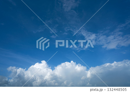 Blue summer sky white cumulus clouds 132448505