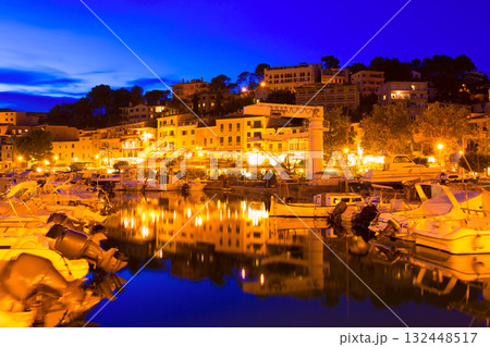 Port de Soller sunset in Majorca at Balearic island 132448517