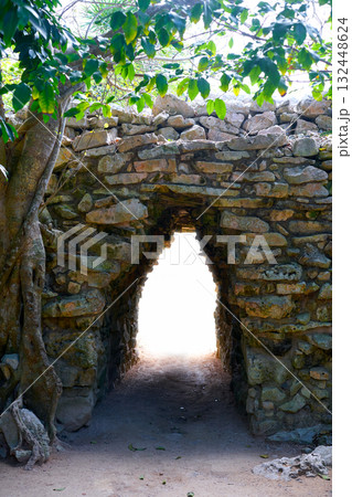Tulum Mayan arch entrance in Mexico Tulum Mayan arch entrance in Mexico 132448624
