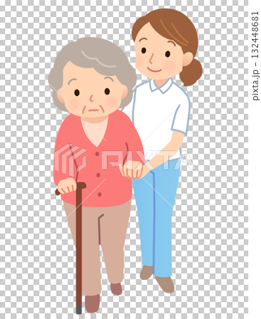 老年人在支持/照顧下行走 老年人在支持/照顧下行走 132448681