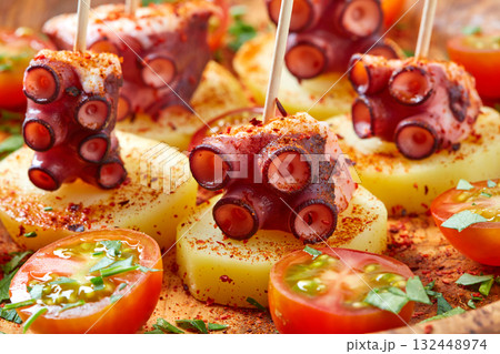 Galician Octopus a la Gallega tapas pinchos 132448974