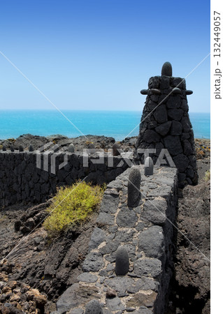 La Palma lava stone fence column in Fuencaliente La Palma lava stone fence column in Fuencaliente 132449057