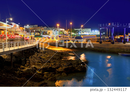Lanzarote Puerto del Carmen harbour night view Lanzarote Puerto del Carmen harbour night view 132449117
