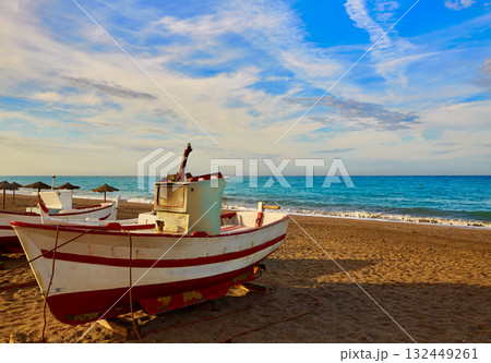 Almeria Cabo de Gata San Miguel beach boats 132449261