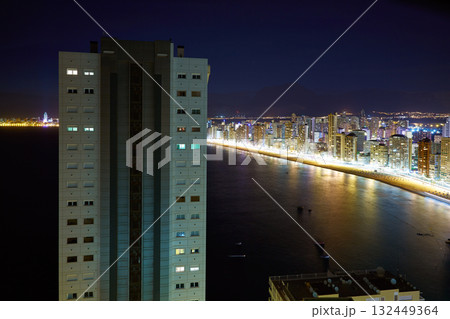 Benidorm skyline at sunset beach in Alicante Benidorm skyline at sunset beach in Alicante 132449364